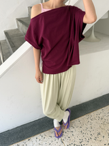 アンバランス スリットTシャツ