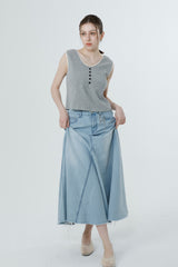 ワッフルスリーブレス_MELANGE GRAY