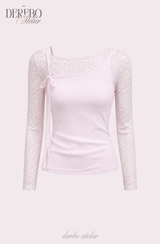 Baby Pink Floral Layered Long Sleeve T-Shirt