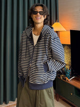 Oversized Striped Hooded Sweatshirt 2COLOR