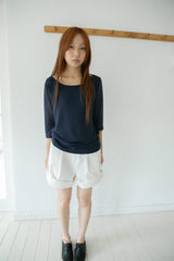 see-through sleeve capri sleeve top(3colors)