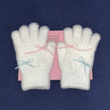 fluffy ribbon touch gloves (white)