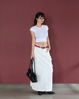 cargo pocket open long skirt