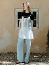 PINTUCK SHEER LAYERED ONEPIECE IVORY