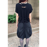 パンプキンストリングスカート : BLACK
