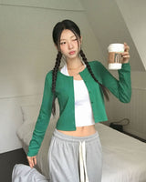 [MADE] Pop Color Ribbed Long Sleeve Cardigan