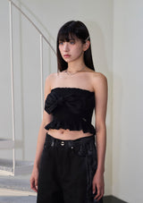 bow tube top - black