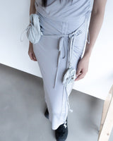 DOUBLE POCKET STRING CROSS BAG GREY