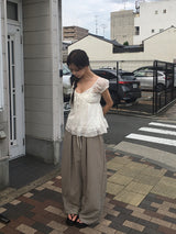 Rijin Flower Frill Flare Chiffon Blouse