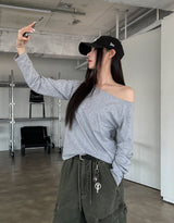 Rabbit Basic Cotton Off Shoulder Long Sleeve
