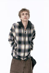 OMBRE HOOD CHECK JACKET (BLACK)