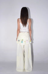 eatmeplz Original Printed Work Pants Short Skirt Two-Way Wide Pants