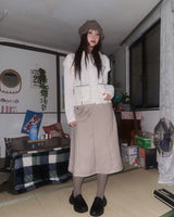 (3color) Pocket Wrap Belt Flare Midi Skirt