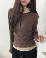 Jian High-Neck Color-Block Fleece Hooded Sweatshirt