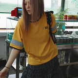 Square Print Ringer Tee (mustard)