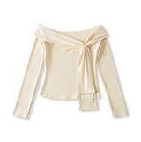 Ribbon Off-Shoulder Wrap Top