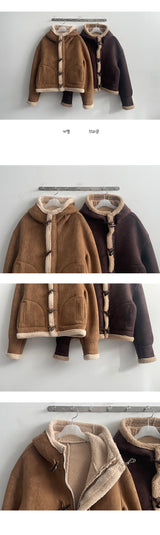 E-Tion High-Neck Zipper Tteokbokki Wool Hoodie Mustang