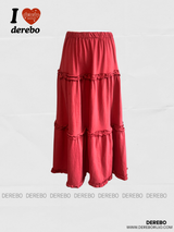 cotton frill bendable long skirt
