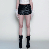 Punk Rock Pleats Mini Skirt [Black]