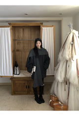 Charcoal quilted round muffler jacket