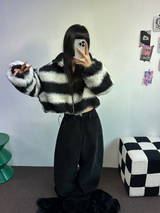 CURLY STRIPE INSIDE PADDING JACKET 🖤🤍
