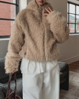 Lolo High Neck Fur Hooded Jumper