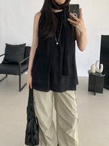 Romits Sleeveless Blouse Tie Set