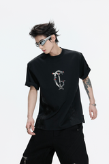スネークスキンパッチワークTシャツ