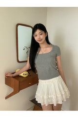 サイドポイントリボンショートスリーブtシャツ