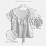 Efl シャーリングリロンクロップド半袖Tシャツ