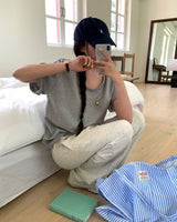 [BELLIDE MADE] ロールアップUネックショートスリーブドtシャツ