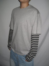 Stripe Layered Long Sleeve T-Shirt (3c)