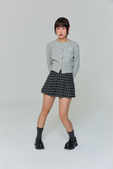 EMBROIDERED TWIST CARDIGAN - GRAY