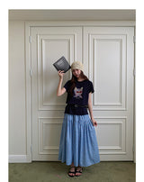 ビーズグラスグラフィッククルーネックTシャツ