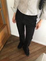 [3色] リビースティッチレッグルームブーツカットローデニムパンツ