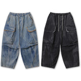 Fringe Balloon Cargo Denim Pants