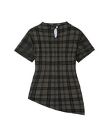 Plaid Smocking T-Shirt _ BLACK