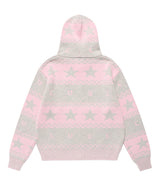 NORDIC KNIT ZIP UP HOODIE PINK(CV2FFUK680A)