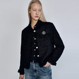 TRIMMING TWEED JACKET_BLACK