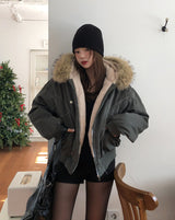 Trisher Raccoon Fur Cut-Out Padded Jumper