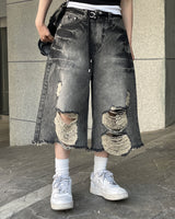 Spark Destroyed Denim Bermuda Pants