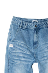 WASHED RAW EDGE DENIM (BLUE)