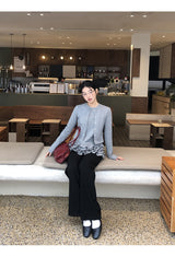 Gray Under Frill Layered Cardigan Top