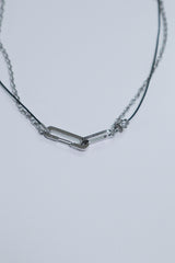 All Surgical steel double bold clip leather necklace