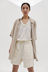 Cotton blend tweed shorts, Cream