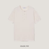 Veloa ribbed henley neck knit (4color)