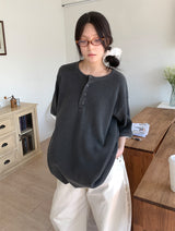ワッフルボタンオーバーサイズTシャツ (3C)