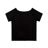 Divine Cross One-Shoulder Tee (Black) F25QB138