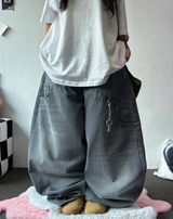 HIGH QUALITY 🩶 ASYMMETRIC RIVET POCKET BALLOON WASHED DENIM 🩶🤎 - 2 COLORS, 2 SIZES