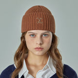 VA Curved Logo Washed Beanie / Brown
